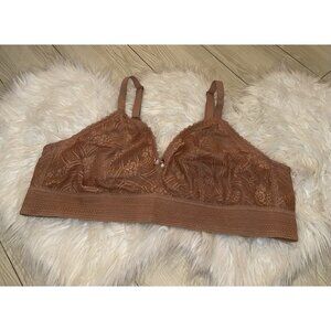 Glamorise Bramour Gramercy Luxe Lace Bralette Bra Unlined WF 46C Brown 7012